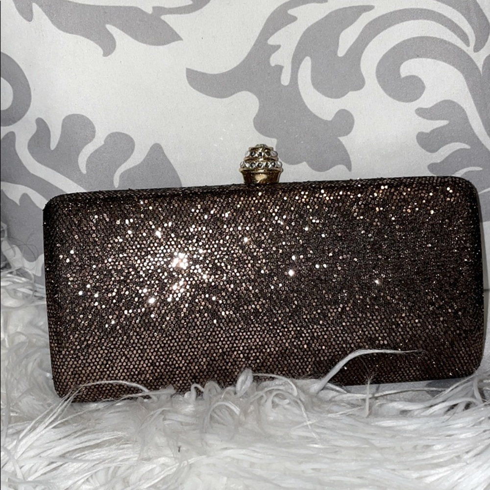 Brown sparkle clutch